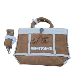 【未使用】MINNETONKA ミネトンカ 2WAY ボアトートバッグ ショルダー付 フェイクムートン ブラウンのサムネイル