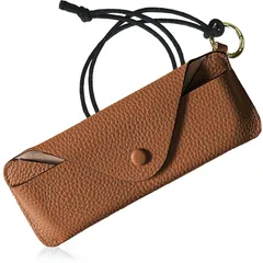 LASIEM(ラシエム) 【持ち運びに便利なスリム型】 眼鏡ケース メガネケース レディース 革 コンパクト レザー サングラスケース 薄型 首から下げる ソフト 軽量 キャメル 茶色