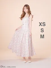 ピンクベージュ  [DE4352-WxOR-2602] DEA. byROBEdeFLEURS/ディアバイローブドフルール】フラワー/ マットサテン/ ギャザー/ フレア/ ワンピース/ ミディアムドレス/ キャバドレス/ AngelR / エンジェルアール