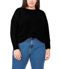 ヴィンスカムート レディース アウター ニット・セーター クルーネック プラスサイズ セーター Vince Camuto Plus Size Crew Neck Long Sleeve Extended Shoulder Seamed Cozy Stateme