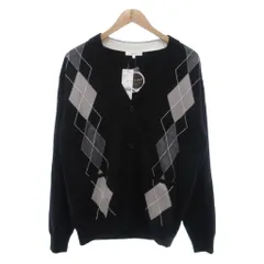 グローバルワーク GLOBAL WORK タグ付き カーディガン ニット M 黒 ブラック Vネック アーガイル柄 長袖 /NU ■GY66