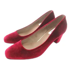 ルタロン Le Talon 美品 パンプス ベルベット ラウンドトゥ チャンキーヒール 24.5cm 24 1/2 ワインレッド /YJ ■GY62
