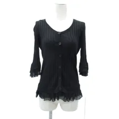 ギャラリービスコンティ GALLERY VISCONTI ニットカーディガン 2 M 黒 Vネック 七分袖 フリル /HO16 ■GY58