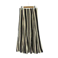 ミラオーウェン Mila Owen スカート 0 黒 ブラック 白 ホワイト ストライプ柄 プリーツ Aライン ロング丈 /PP ■GY60