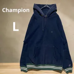 USA製 Champion リバースウィーブ L ネイビー パーカー 刺繍ロゴ フーディー 大きめ ゆるだぼ ビンテージ 裏起毛 チャンピオン 古着 スウェット フード付き メンズ レディース