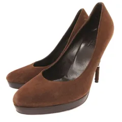 グッチ GUCCI パンプス ハイ バンブーヒール スエードレザー 35.5 茶 ブラウン /JS ■GY62