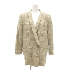 レリアン Leilian ジャケット 総裏地 開き見せ 13+ ベージュ チェック柄 ダブルブレスト /NL ■GY61