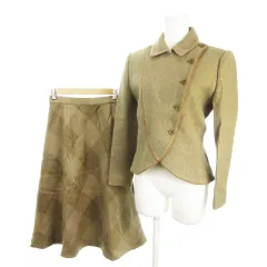 ジュンアシダ jun ashida セットアップ ジャケット スカート 7 茶 ブラウン ウール /MN1 ■GY58