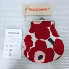 【未使用】marimekko マリメッコ 小物入れ ポーチ がま口 ミニ ウニッコ ピエ二 ダークチェリー サーモンレッド タグ付