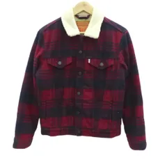リーバイス Levi's チェックボアトラッカージャケット ミドル丈 S レッド 赤 /HO11 ■GY61