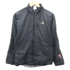 アディダス adidas スポーツウエア ジャケット ウインドブレーカー ミドル丈 M チャコールグレー スタンドカラー /SY8 ■GY58