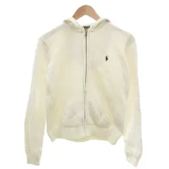 ラルフローレン RALPH LAUREN ニットパーカー L アイボリー フード付き ジップアップ 長袖 /NL ■GY61