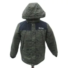 ブルークロス BLUE CROSS ダウンジャケット ミドル丈 M カーキ 黒 ブラック カモフラ柄 迷彩柄 フード付き /HO11 ■GY58