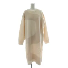 ユニクロ UNIQLO マリメッコ Marimekko ワンピース ウール XL アイボリー 長袖 ラウンドネック 抽象柄 ひざ丈 /PP ■GY58