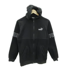 プーマ PUMA フリースパーカー 切替 ボア 160 黒 ブラック ロゴ刺繍 /HO62 ■GY58 男の子