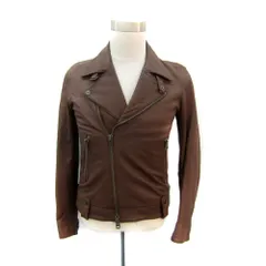 リズムオブライフ RHYTHM OF LIFE ライダースジャケット 革ジャン レザージャケット ダブル ミドル丈 M ブラウン ジップアップ 6225-648-0326 /SY26 ■GY61