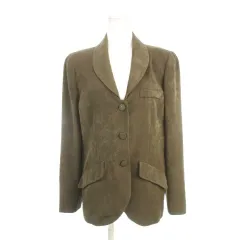 レリアン Leilian テーラードジャケット 上着 11 茶 ブラウン 長袖 ラウンドカラー フラップポケット /AH19 ■GY61