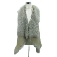 トスカーナ TOSCANA レザーベスト ファーベスト F グレー ミドル丈 前開き /HO13 ■GY58