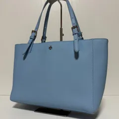 【美品/A4】TORY BURCH トリーバーチ York Small ヨークスモールバックル トートバッグ ハンドバッグ 肩掛け ショルダーバッグ ライトブルー B489