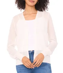 ヴィンスカムート レディース アウター ニット・セーター Vネック カーディガン Vince Camuto Knit VNeck Long Sleeve Open Front Cardigan Bright White ホワイト