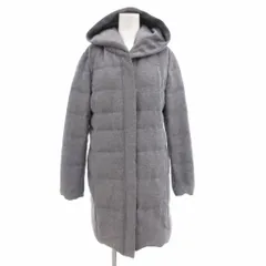 インディヴィ INDIVI 美品 ダウンコート 40 L ジップアップ フロントフライ フード ロング丈 グレー /AE ■GY60