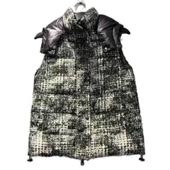 ルーニィ LOUNIE ダウンベスト リバーシブル フード ダブルジップ 無地 プリント 黒 ブラック 38 ■GY58