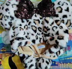ディズニー　ミニー　ヒョウ柄　ファンキャップ　茶色