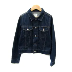 ローリーズファーム LOWRYS FARM デニムジャケット Gジャン ジージャン ミドル丈 ステンカラー M 紺 ネイビー /SY22