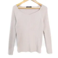 グリーンレーベルリラクシング ユナイテッドアローズ green label relaxing リブニット カットソー 長袖 Vネック ウール 無地 ベージュ /FF40