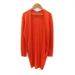 アンデミュウ Andemiu カーディガン ロング丈 前開き 無地 F オレンジ /SY38
