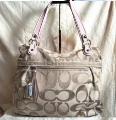 ヴィンテージ COACH コーチバッグ シグネチャー トートバッグ ベージュ ピンク オネ ギャル ラテ ギャル