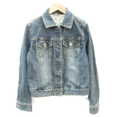 サンカンシオン 3can4on デニムジャケット ジージャン Gジャン ミドル丈 レース 2 ネイビー 紺 /YM37