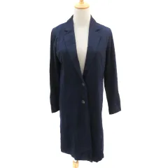 テチチ Te chichi スプリングコート ロング丈 オープンカラー M 紺 ネイビー /YK15