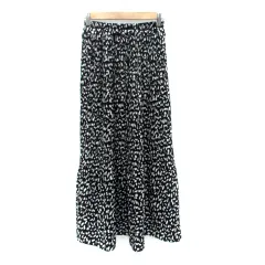 クラシカルエルフ CLASSICAL ELF フレアスカート ロング丈 マキシ丈 総柄 M～L 黒 ブラック オフホワイト /HO9