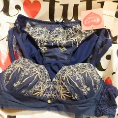 新品  タグ付 A65  チュチュアンナ 運命のブラ  上下セット  ブラ＆ショーツ  M ブルー ネイビー  刺繍  定価 3498円  169