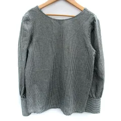ロペピクニック ROPE Picnic ブラウス カットソー 長袖 ラウンドネック ギンガムチェック柄 38 M 黒 ブラック 白 ホワイト /SM59