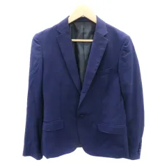 ナノユニバース nano universe テーラードジャケット ミドル丈 総裏地 シングルボタン L 紺 ネイビー /YK13