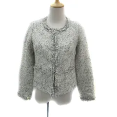 エージーバイアクアガール AG by aquagirl フォーマル ノーカラージャケット ショート丈 チェック柄 ツイード S マルチカラー 白 ホワイト /YS34