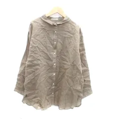 サマンサモスモス SM2 シアーシャツ カジュアルシャツ 長袖 無地 麻 リネン F 茶色 ブラウン /HO36