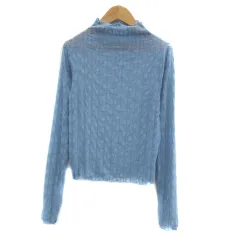 クラシカルエルフ CLASSICAL ELF カットソー 長袖 ハイネック 総柄 M 水色 ライトブルー /YS31