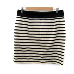 ペイトンプレイス PEYTON PLACE 台形スカート ひざ丈 ボーダー柄 15B 3L オフホワイト 黒 ブラック /SY21