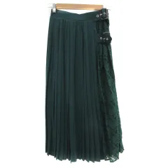 パンプキン Pumpkin プリーツスカート マキシ丈 ロング丈 レース M 緑 グリーン /YS2