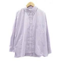 ミラオーウェン Mila Owen シャツ ブラウス 長袖 ボタンダウン ストライプ柄 オーバーサイズ 0 パープル /YK28