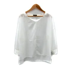 インディヴィ INDIVI ブラウス カットソー 七分袖 Vネック 無地 38 M 白 ホワイト /SY41