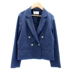 エニィスィス エニシス anySiS テーラードジャケット ダブル ショート丈 総裏地 3 L 紺 ネイビー /HO30
