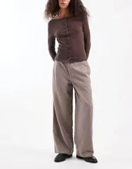 デイジーストリート レディース ボトムス カジュアルパンツ ワイドレッグ Daisy Street wide leg tapered pants pinstripe Gray グレー