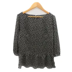 ミッシェルクラン MICHEL KLEIN ブラウス カットソー 七分袖 ドット柄 38 M 黒 ブラック ライトベージュ /YK39