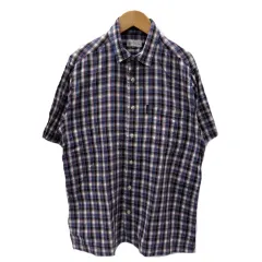エレメントオブシンプルライフ element of SIMPLE LIFE カジュアルシャツ 半袖 チェック柄 M ブルー 青 /SF6