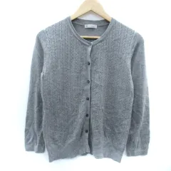 アフタヌーンティー Afternoon Tea ニットカーディガン ミドル丈 ケーブル編み 切替 M グレー /SM24