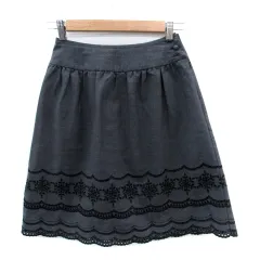 エフデ ef-de フレアスカート ひざ丈 刺繍 7 グレー /SM7